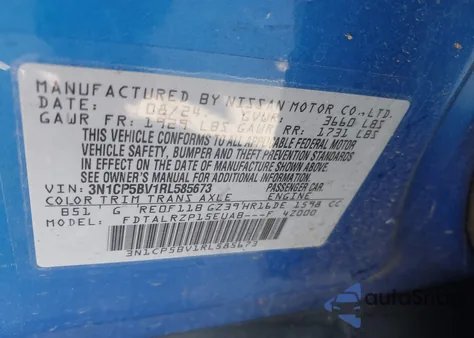 2024 Nissan Kicks S Xtronic Cvt from USA, damaged, VIN 3N1CP5BV1RL585673